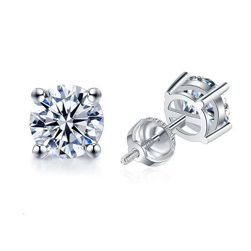 GRA D Color Brilliant Round Cut Lab Moissanite Diamond Stud Earrings for Women 925 Sterling Silver Wedding Earrings Fine Jewelry