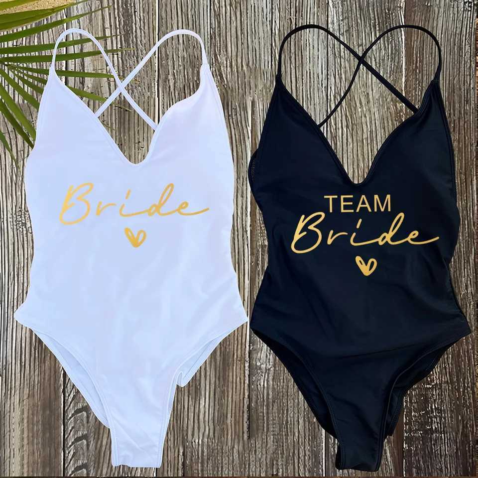 Sexy Padded One Piece Swimsuit Women Team Bride Swimwear Bikini Summer Bathing Suit Plus Size Beachwear Bachelorette Party LadyW251113