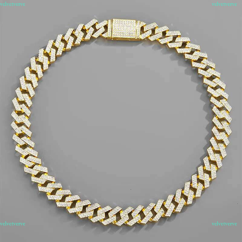 15mm Cuban k Chain Necklaces Micro Pave Prong Fashion Hiphop Full Iced Out Rhies Jewelry for Men Women Gold Sier Bg Hip Hop Bracelets Gifts