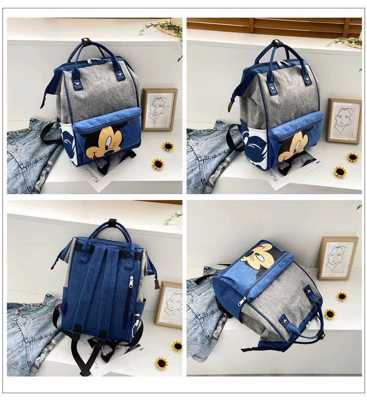 Disney Mickey Mouse Backpack Multi functional Large Capacity Backpack Diaper Bag Waterproof Mens Shoulder Bag Travel BagXJ250412
