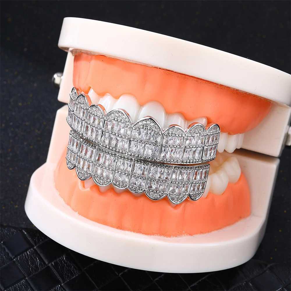 D Z New Baiji Cake Set Teeth Grillz Top and Bottom Gold Plated Hip Hop Fashion Rap Singer Jewelry Punk Party GiftXJ250412