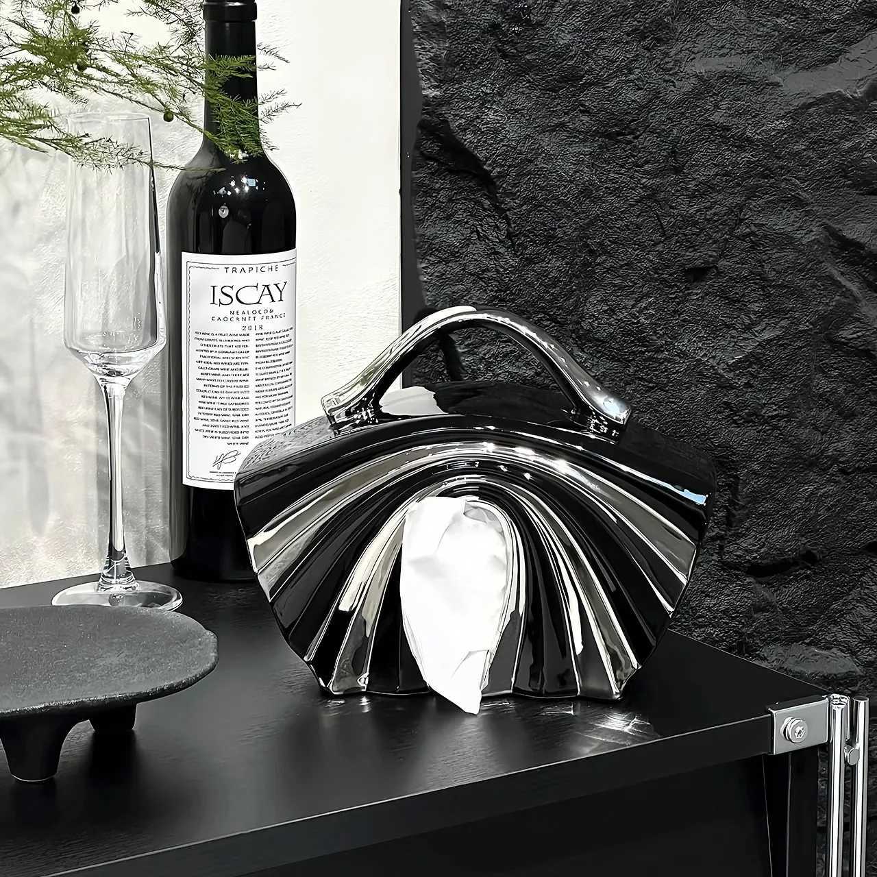 Advanced Handbag Ceramic Tissue Box Creative Design Sense Pumping Paper Box High-end Light Luxury Living Ro Desktop Decoration Y251112