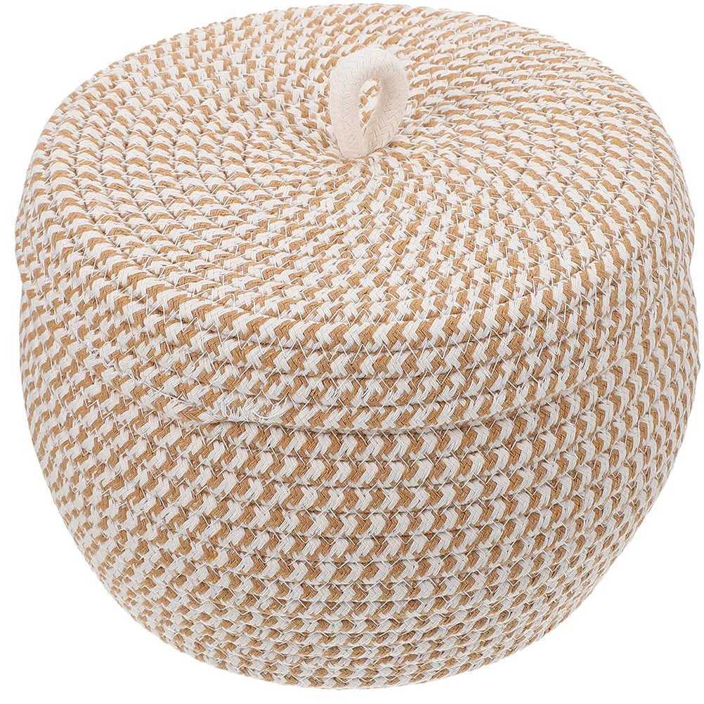 Cotton Rope Woven Basket Round Storage Basket Large Capacity Lid Organizer Decorative Storage for He Sundries Desktop Y251112
