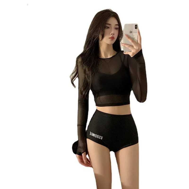 2025 New Swimsuit Womens Three-piece Split Sexy Belly Cover and Thin Fairy Fan Long-sleeved Sunscreen Swimsuit Swimwear WomenW251113