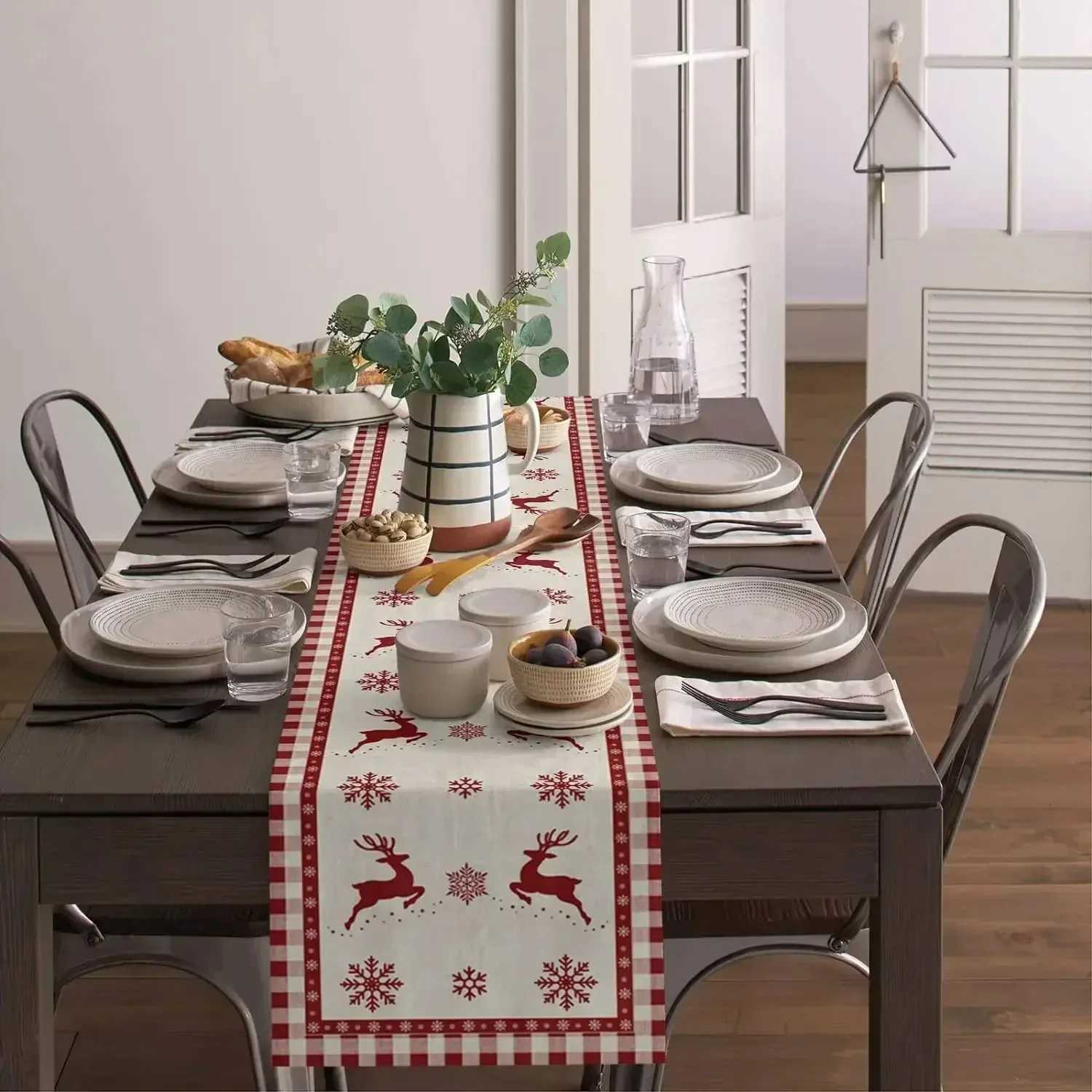 Christmas Christmas Snowflake Table Printing Table Flag Indoor and Outdoor Table Decoration Christmas Party Decoration Festival Home Decor Y251113