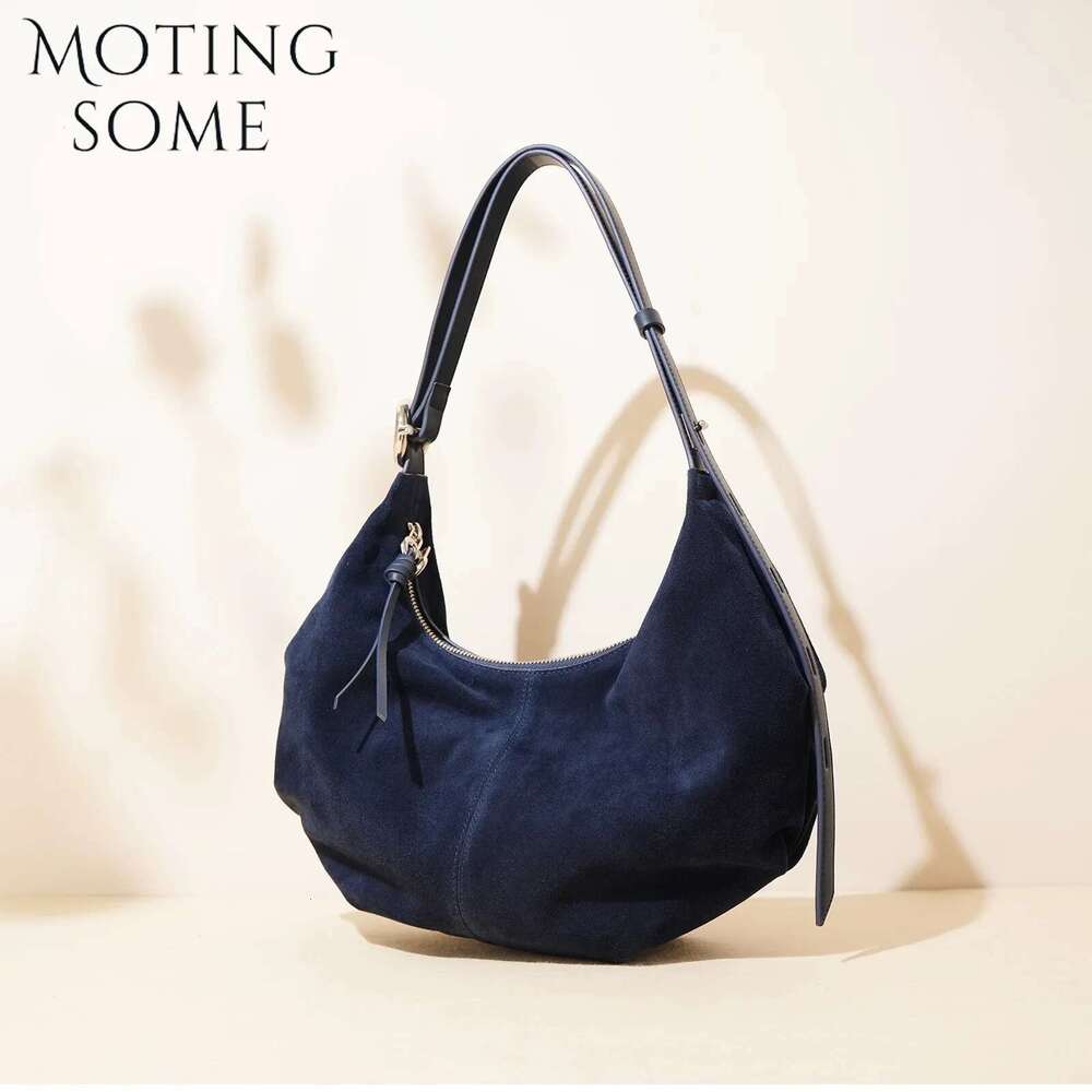 Motingsome Suede Genuine Leather Women Hobos Bags Retro Large-Capacity Bag Lady 2025 New Dumpg Purse Niche Messenger Tote