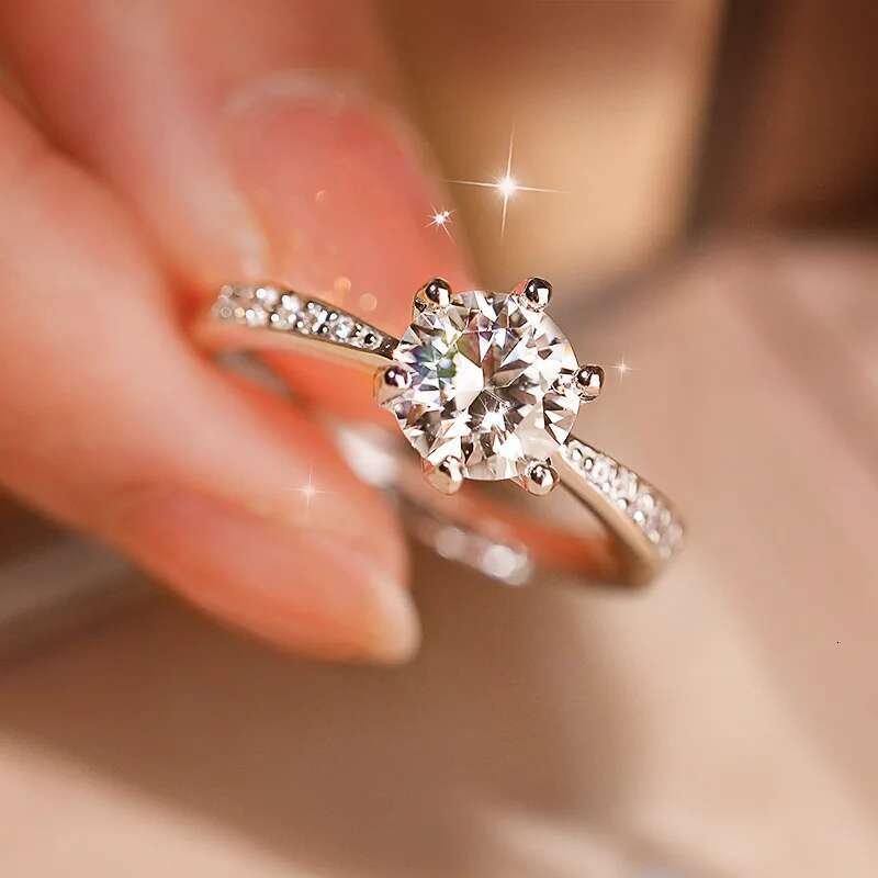 Platinum PT950 Genuine Moissanite Diamond Ring 1 Carat Single Row Wedding Proposal Birthday Gift Ring for Girlfriend