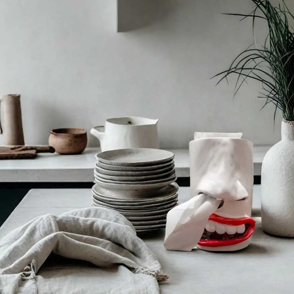 Funny Face Tissue HolderNovelty Tissue Box CoverQuirky Resin Tissue Dispenser with Nose and Mouth Design for Bathro Y251112