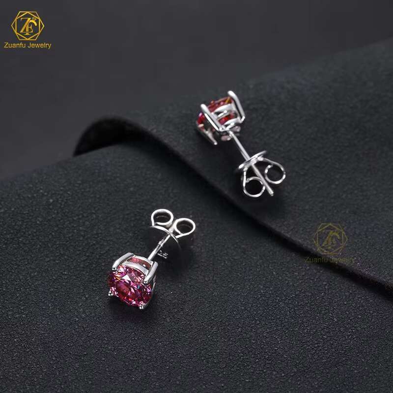 925 Sterling Silver 1ct 2ct GRA Diamond Blue Pink Yellow Stud Luxury Jewelry White Gold VVS Moissanite Earring for Women Men