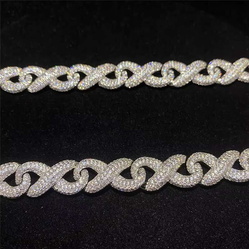Full Iced Out Classic Box Clasp Moissanite Cuban Link Chain Fine Hip Hop Men Jewelry S925 Cuban Necklace Bling Diamond Chain
