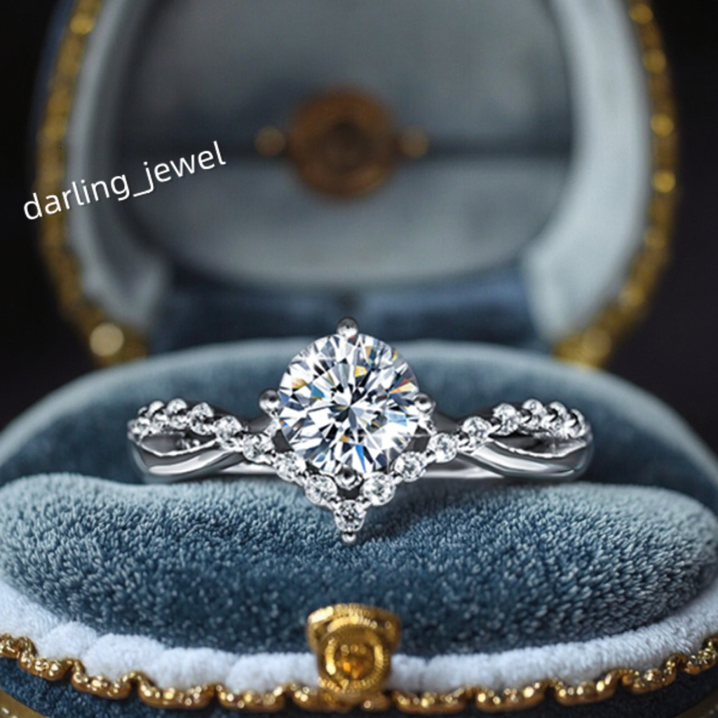 Wholesale With GRA Certificate S925 Silver Moissanite 1 CT VVS D Color Crown Ring for Women Engagement and Wedding Ring Band
