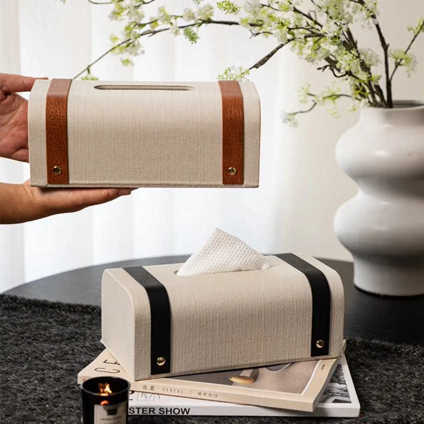 Modern Black Brown Leather Buyer Paper Box Living Ro Ornaments Dining Table Coffee Table Decorations Tissue Box for Bedro Y251112