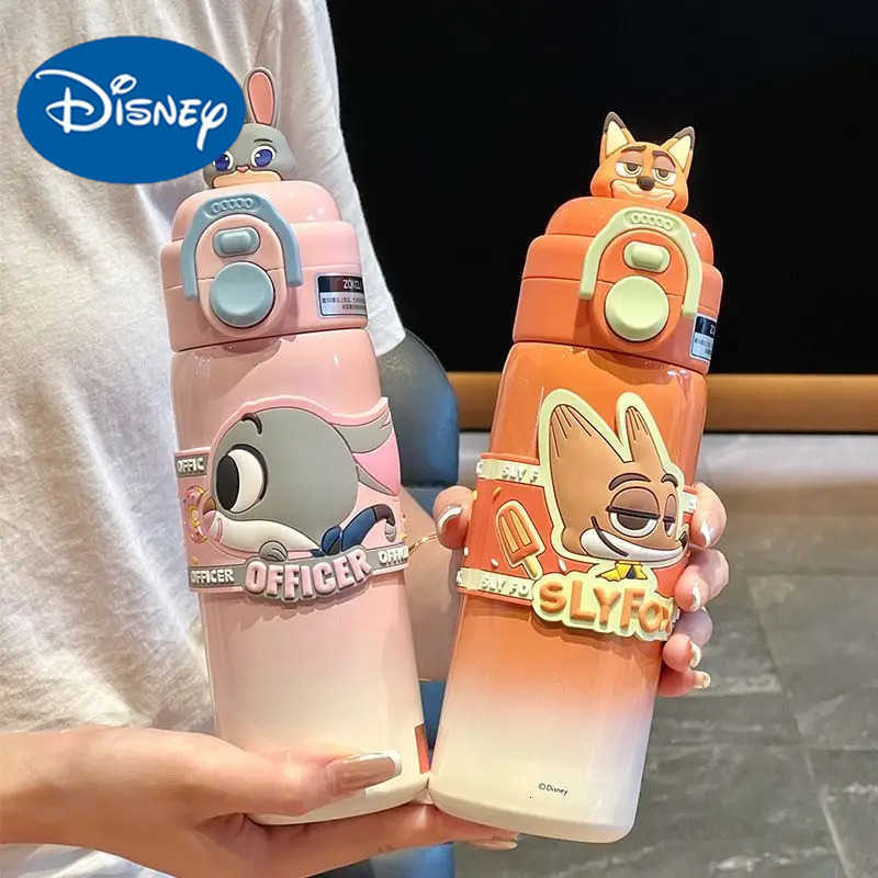 Disney Zootopia Judy Nick Lotso Stitch Thermos straw water cup easy to carry birthday gift H251203