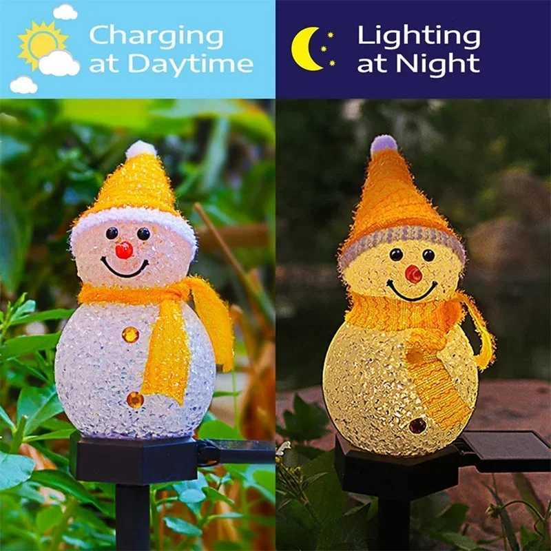 LED Snowman Solar Garden Light Outdoor Ground Stake Light Solar Powered Xmas Pathway Lights for Christmas Lawn Yard Decoration M251113