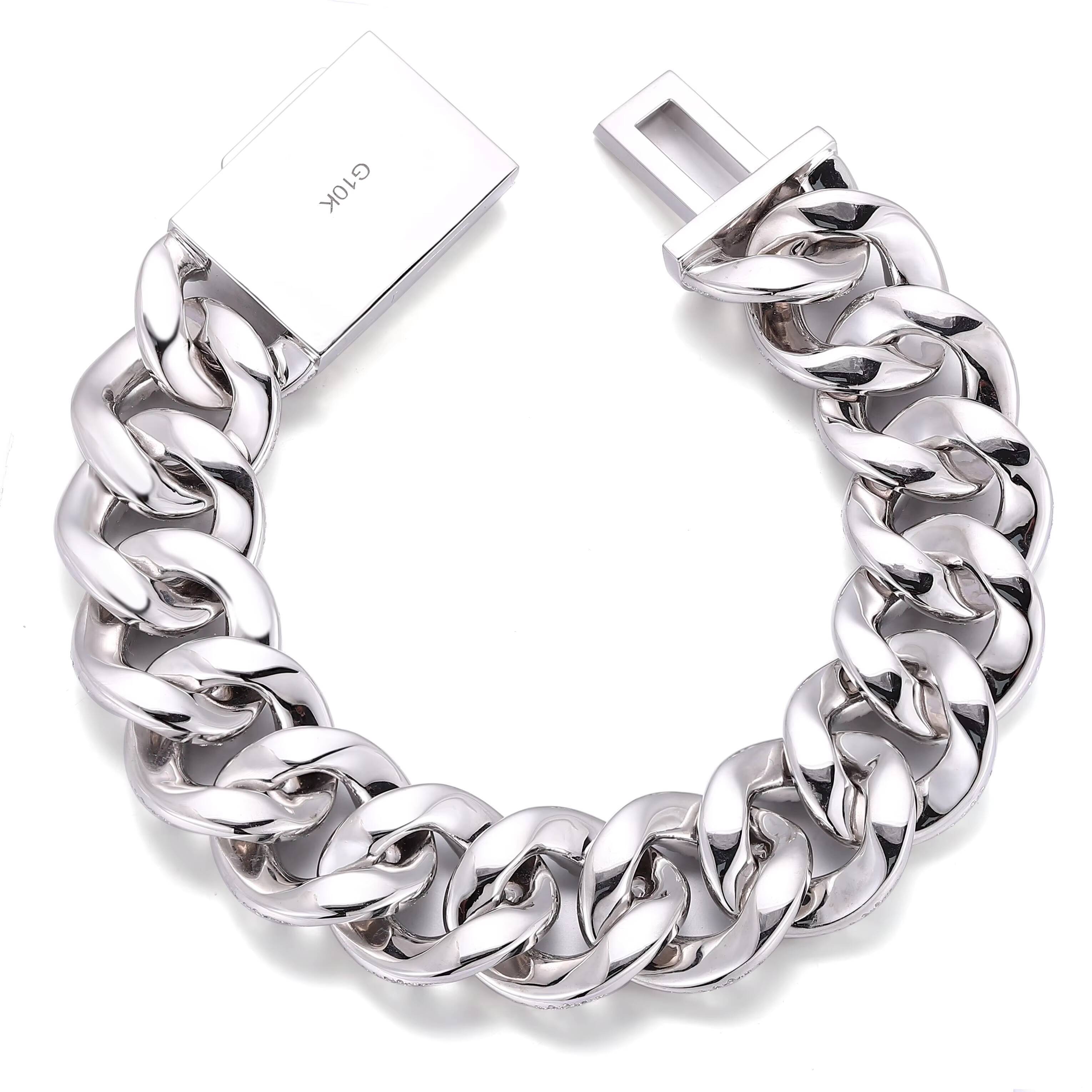 Factory Custom 10K White Gold VS Lab Grown Diamond DEF Hip-Hop Rap Style Heavy Iced 7-24 Inches 20mm Cuban Link Necklace Men