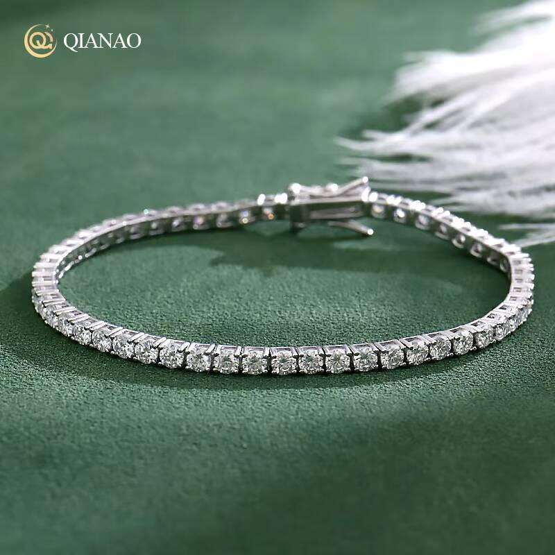 Wholesale Pass Diamond Tester Moissanite Bracelet 925 Silver 2MM D Color Diamond Hip Hop Chain Vvs Moissanite Tennis Chain