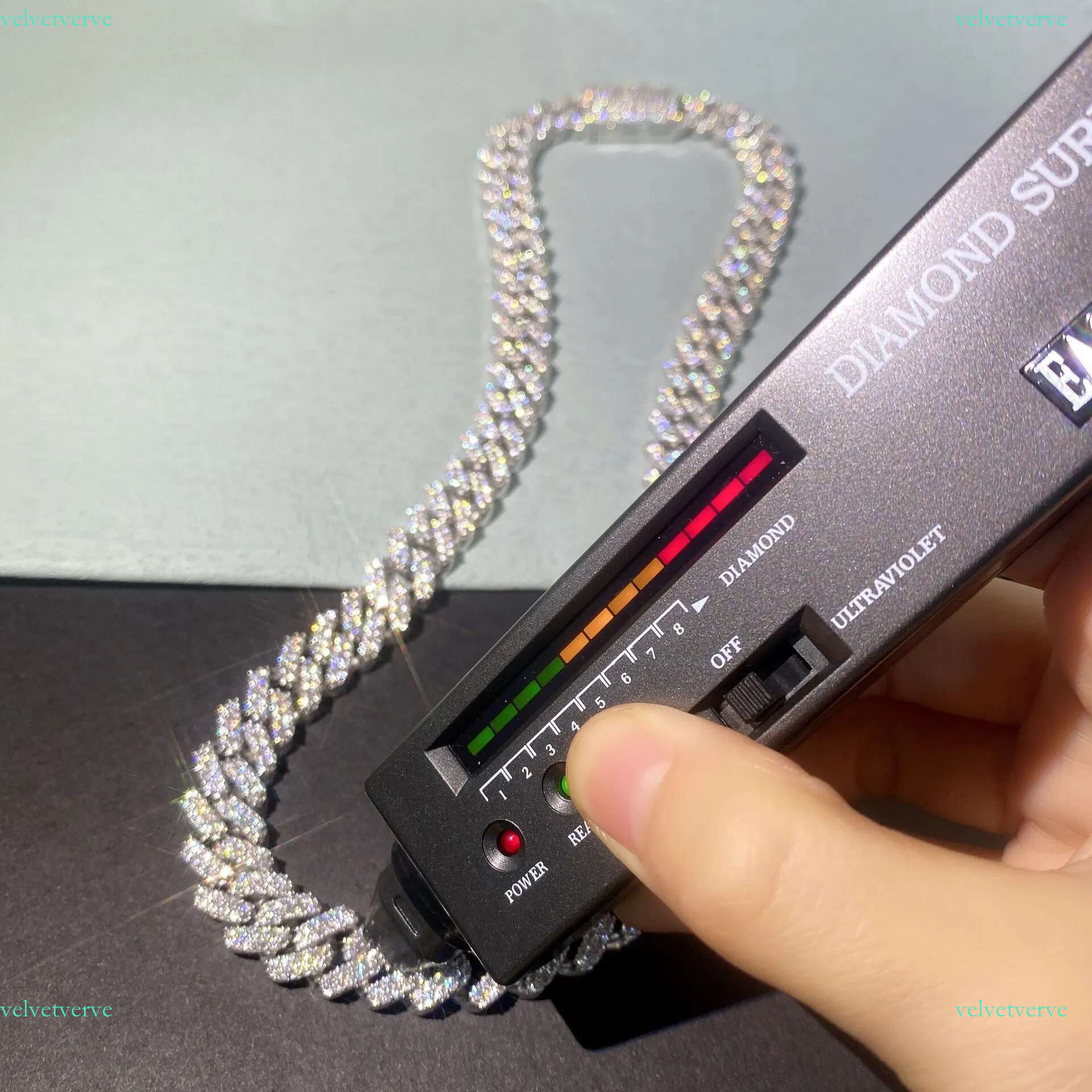 sterg sier 12MM moissanite men 2 row pass dia tester bracelet 14MM W CZ stone cuban k chain necklace personalize hip hop jewelry