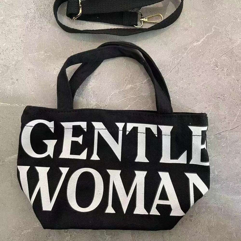 INS trendy crossbody artistic casual single shoulder hand-held dual-use letter canvas shopping bag