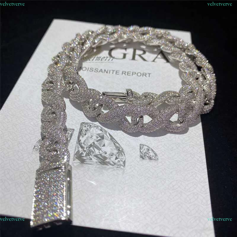 Full Iced Out Classic Box Clasp Moissanite k Fine Hip Hop Men Jewelry S fashion Cuban Necklace Bg Dia Chain