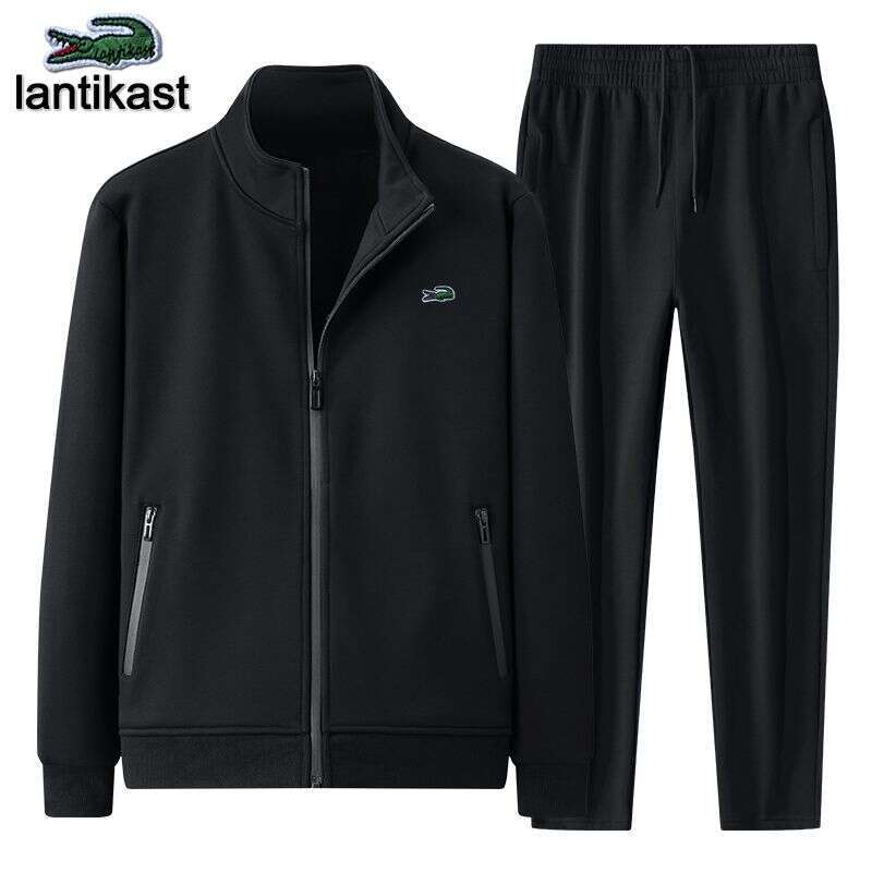 Noble Crocodile Autumn Winter Casual Sports Suit Men's Trendy Two-Piece Set Pure designer hoodie Cotton Running Jacket Cardigan Long Pants