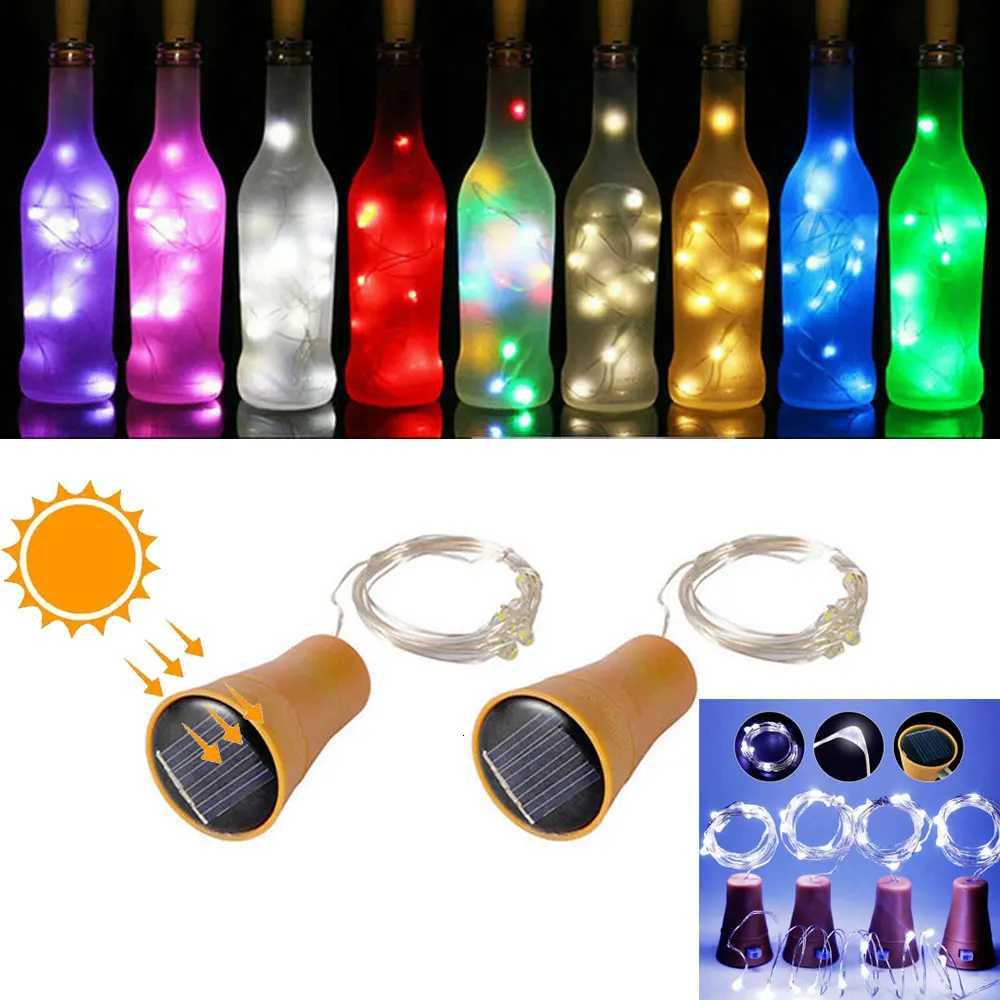Solar Powered 10LED 20LED Wine Bottle Lights Cork Shape Fairy Lights Garland Christmas Light Copper Wire Home Room Decor Lamp M251113