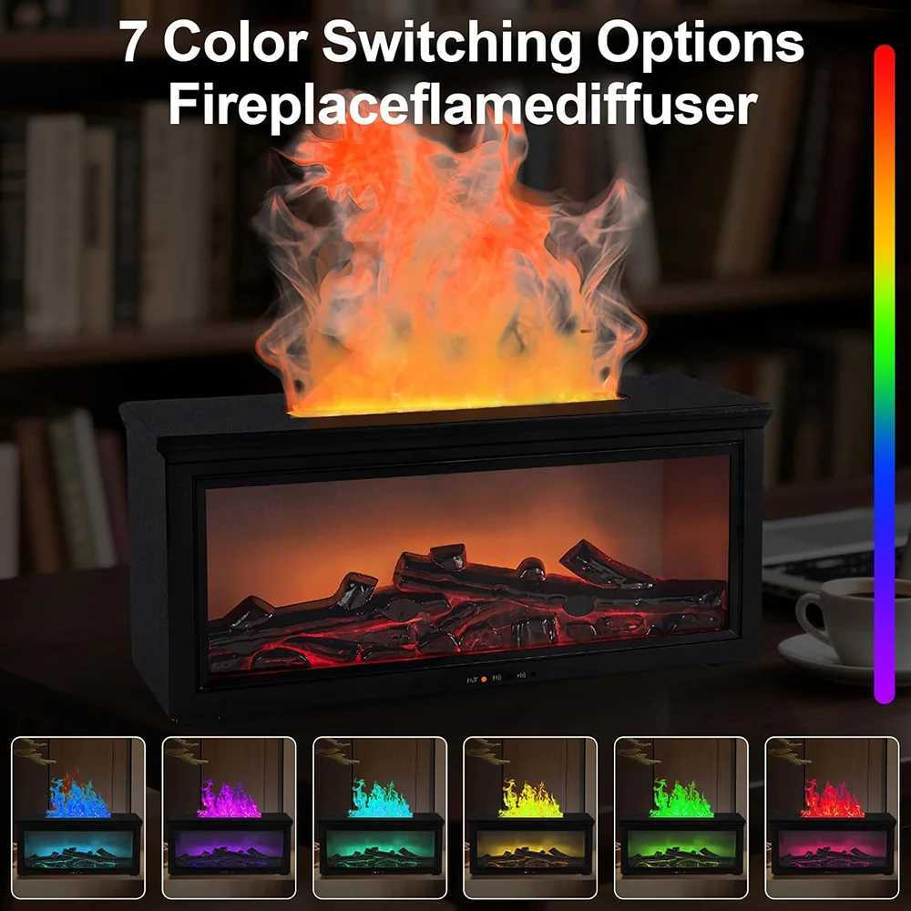 Eseential Oil Diffuser Fireplace Flame Oil Diffuser - Aromatherapy Aroma Humidifier Upgrade 7 Flame Colors Noiseless 280ml Y251113