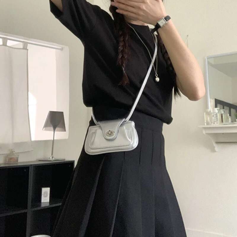 Mini Lock Buckle Shoulder Leather Crossbody Bags Women Lipstick Coin Purse Storage Pouch Handbag Metal Chain Messenger Bag