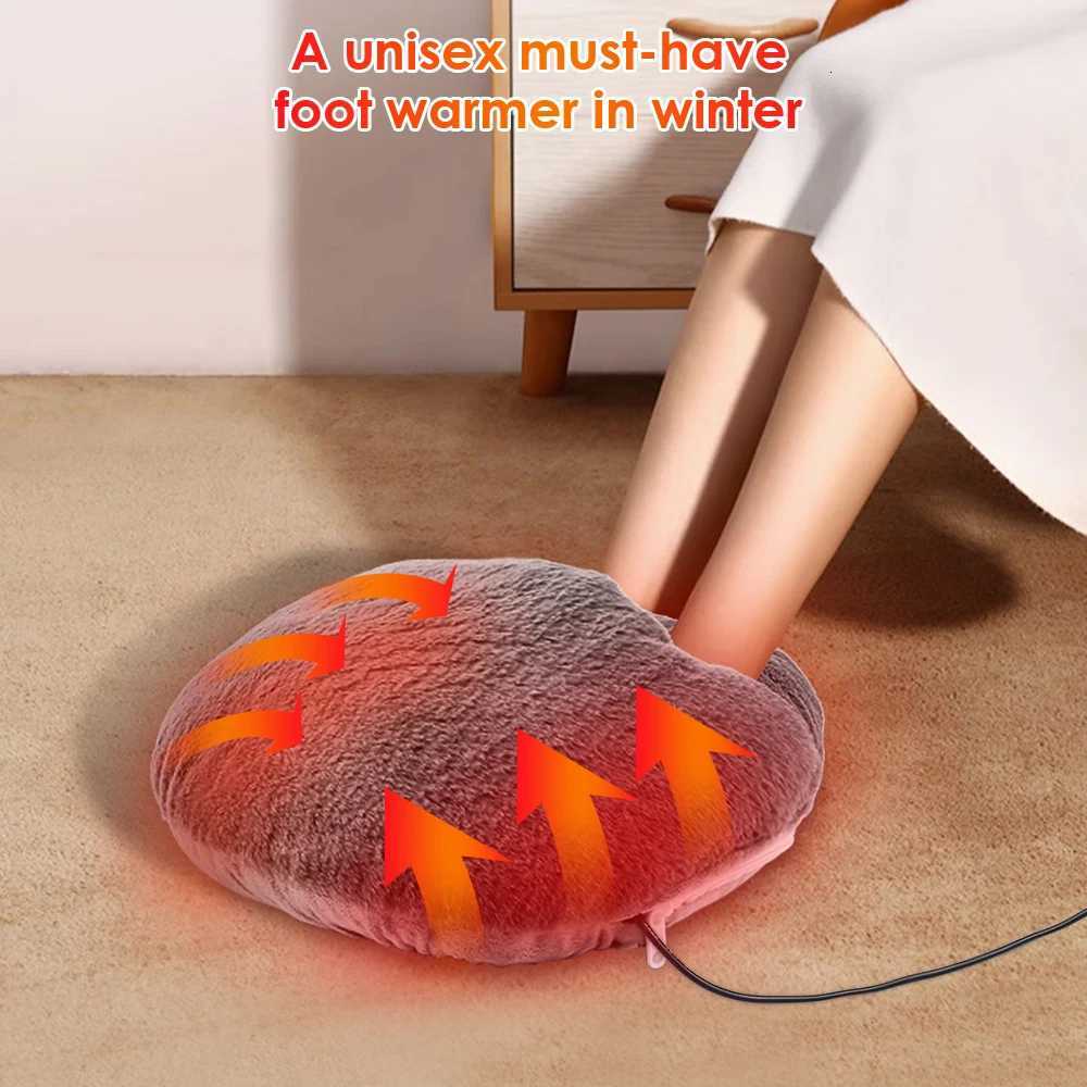 USB Plug Winter Electric Foot Heating Pad Under Desk Household Foot Warmer Heater Soft Plush Foot Warming Thermostat Warm Mat Y251113