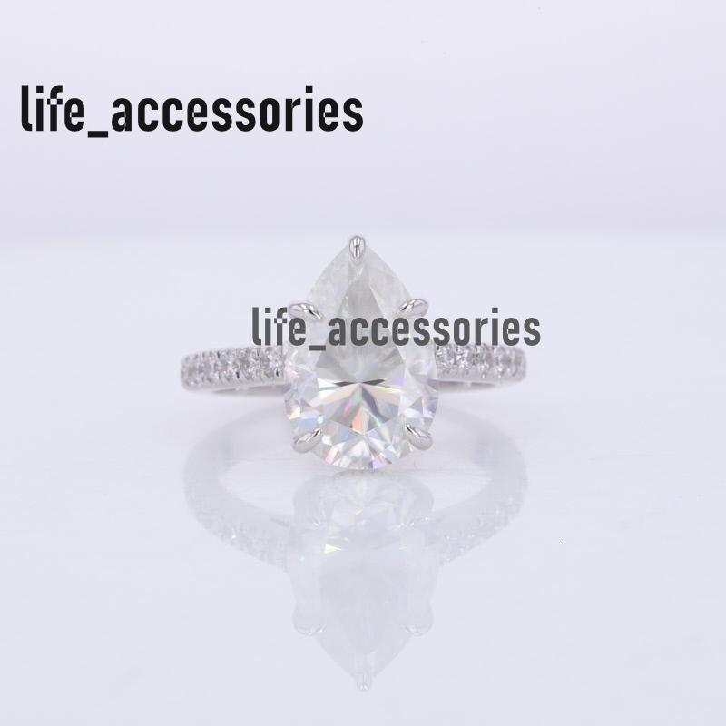 Fashion Jewelry Gold 18k Moissanite Eternity Ring Lab Grown Diamond Engagement Ring Pear Shape Customization