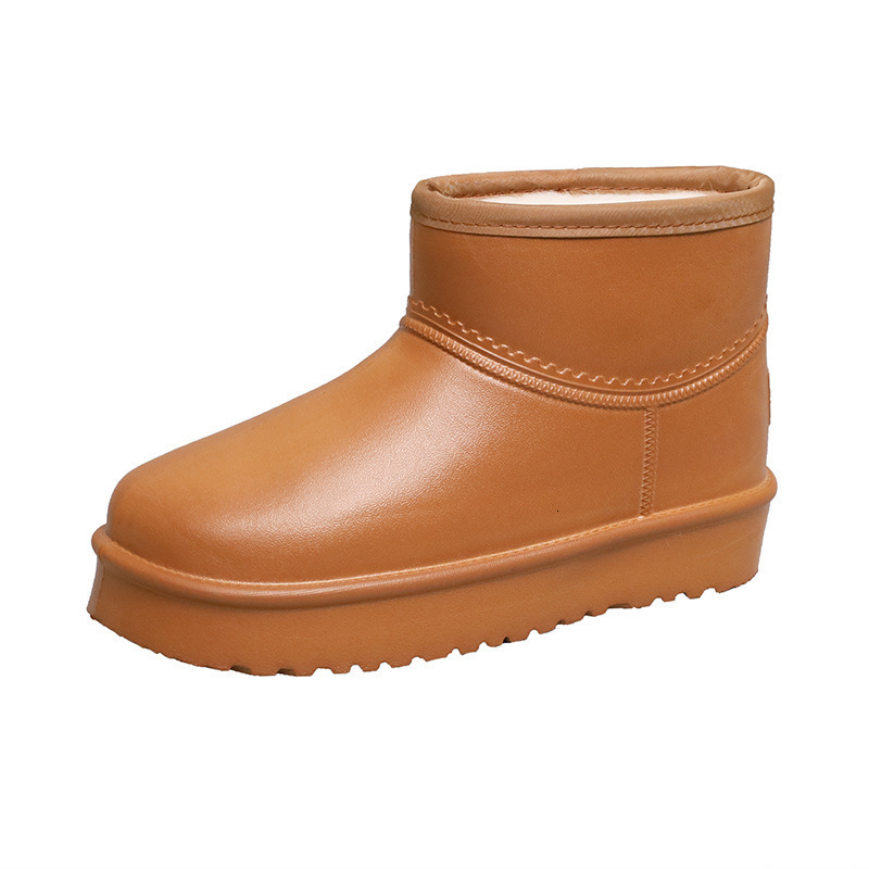 Wool lined waterproof women fashion s snow boots anti slip and warm rain boots adult Korean EVA integrated shoes kitchen laundry work shoes designer s