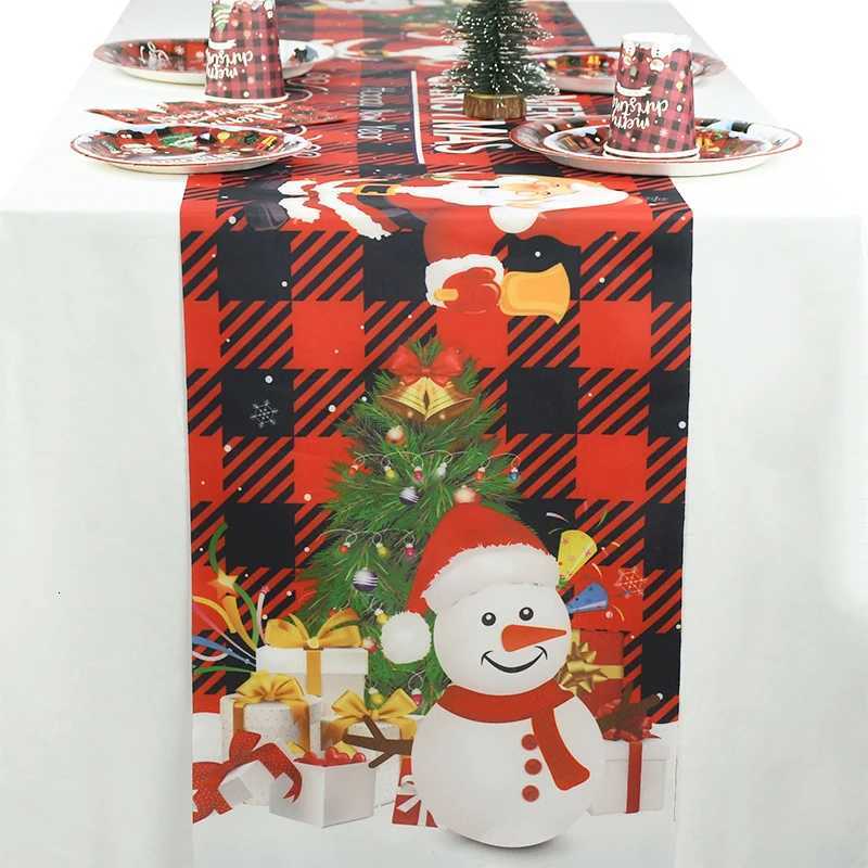 Christmas Christmas Table Runner Cloth Merry Christmas Table Flag Cover Decoration For Home Ornament Xmas Navidad 2024 Happy New Year 2025 Y251113