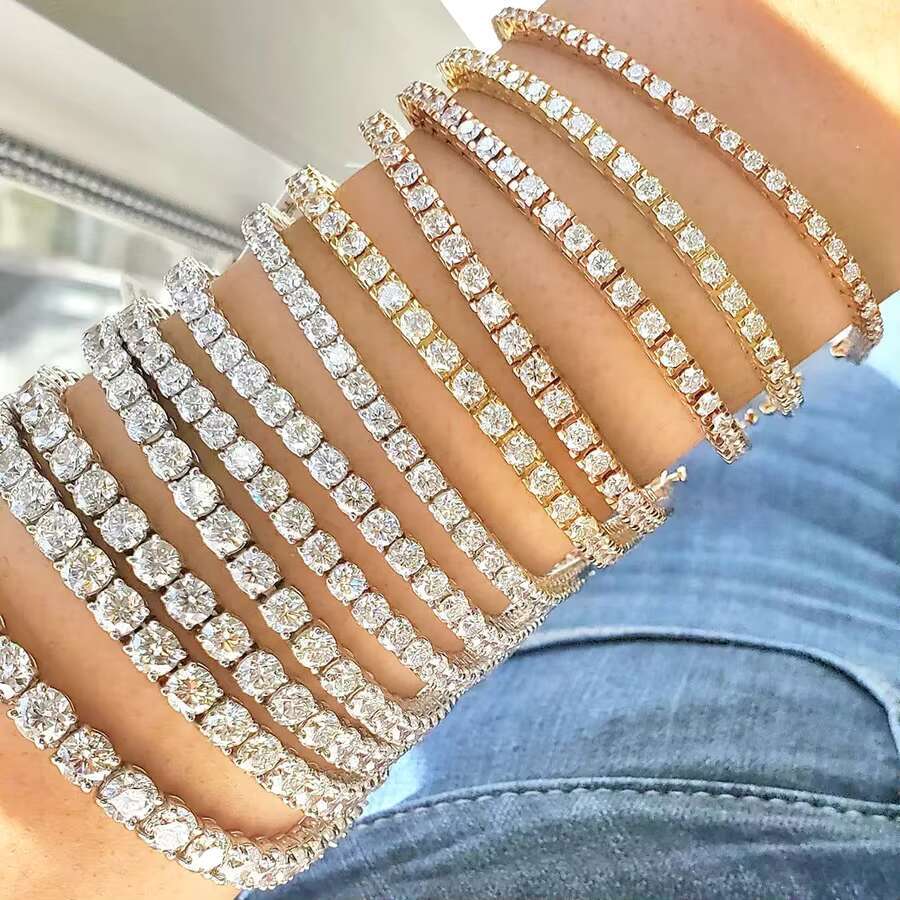 Starsgem S925 Gold Plated D Color White Moissanite Brilliant Cut Diamond Full Setting Tennis Necklace with Wholesale Price
