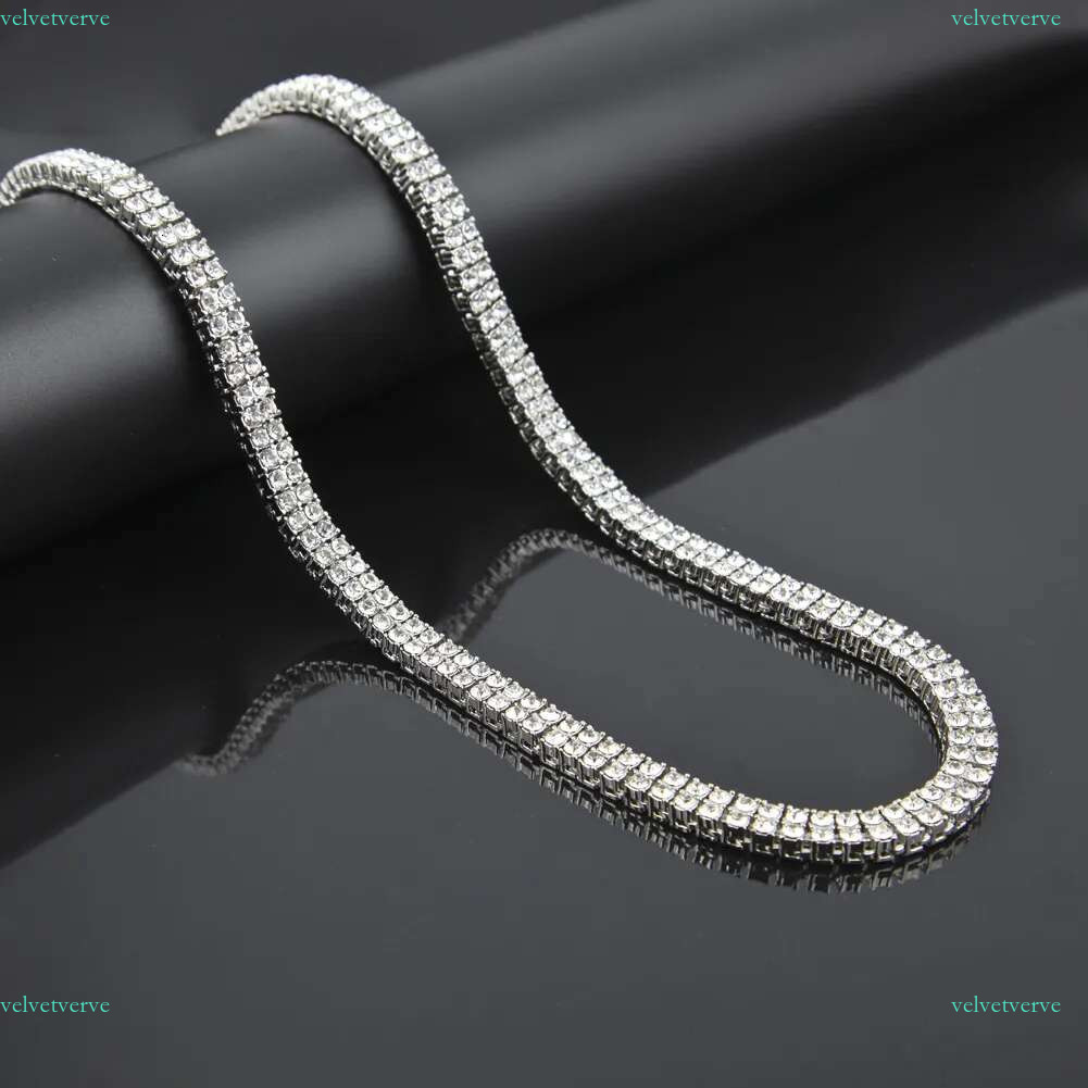 New Gold Bg Dia Tennis Chain Mens Necklace Full Ice Personalized Hip Hop Iced Out Long Choker Chains Rapper Jewelry Gifts for Boys