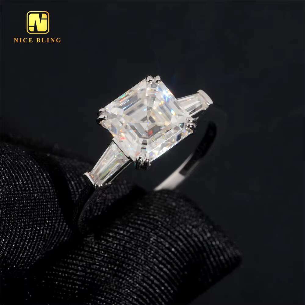 Cheap Price 3CT Asscher Cut Classic Wedding Ring 925 Silver VVS Moissanite Rings Jewelry Diamond Engagement Ring for Women
