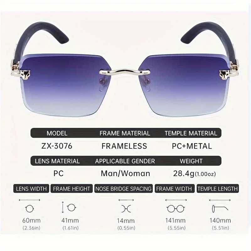 New Rimless Women Men Sunglasses Fashion Gradient Lenses Sun glasses Vintage Classic Designer Shades Sunglasses Man UV400C250412