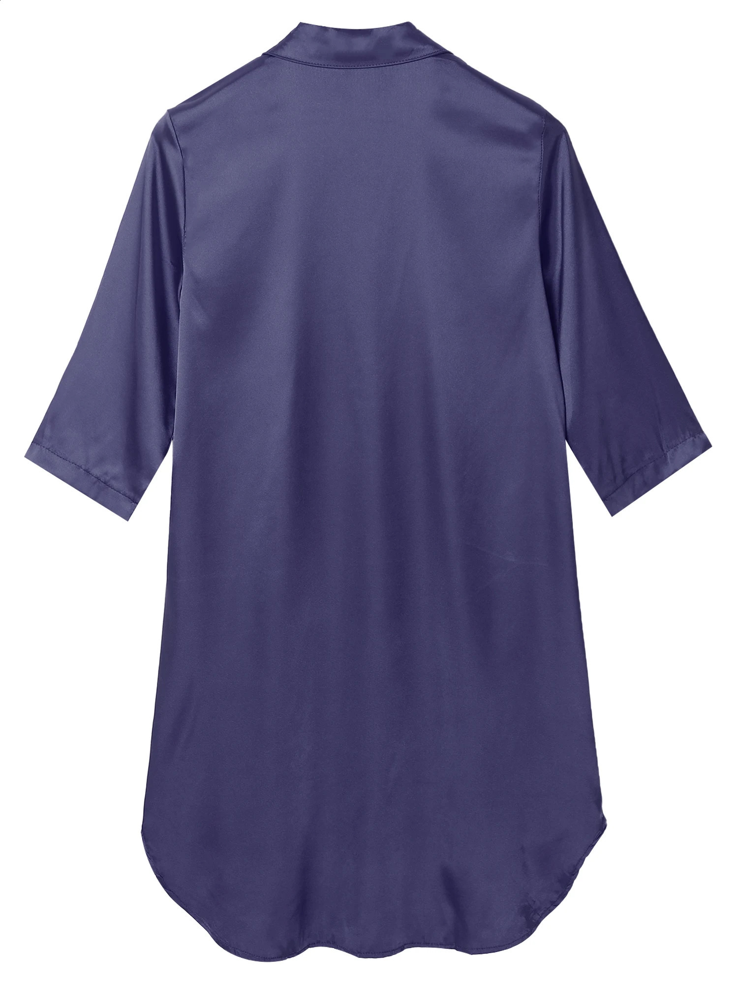 Mens Womens Satin Nightshirt Nightgown V Neck Half Sleeve Sleepwear Nightclothes Glossy Loose Night Robe Homewear Nightwear250403
