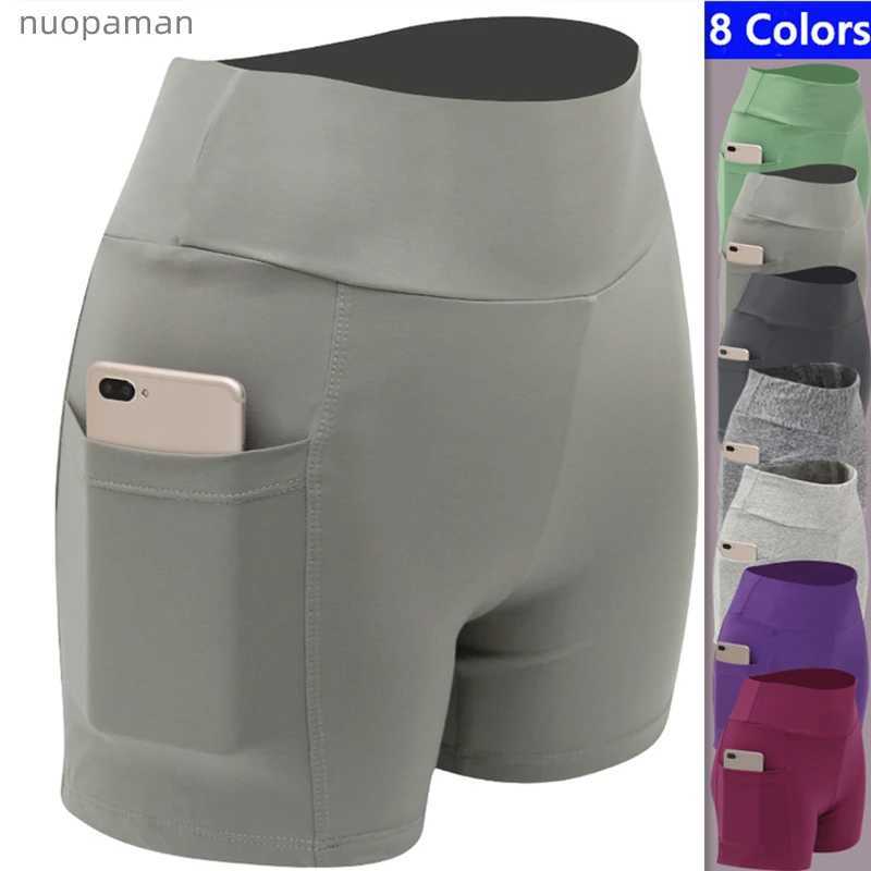2022 womens yoga pants gym pants sports running shorts quick dry legs bicycle push ups safety underwear with side pockets Y250412
