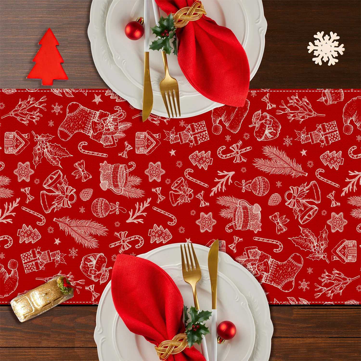 Christmas Elegant Merry Christmas Table Runner Perfect for Festive Holiday Kitchen Dining Table Decoration Home Party Y251113