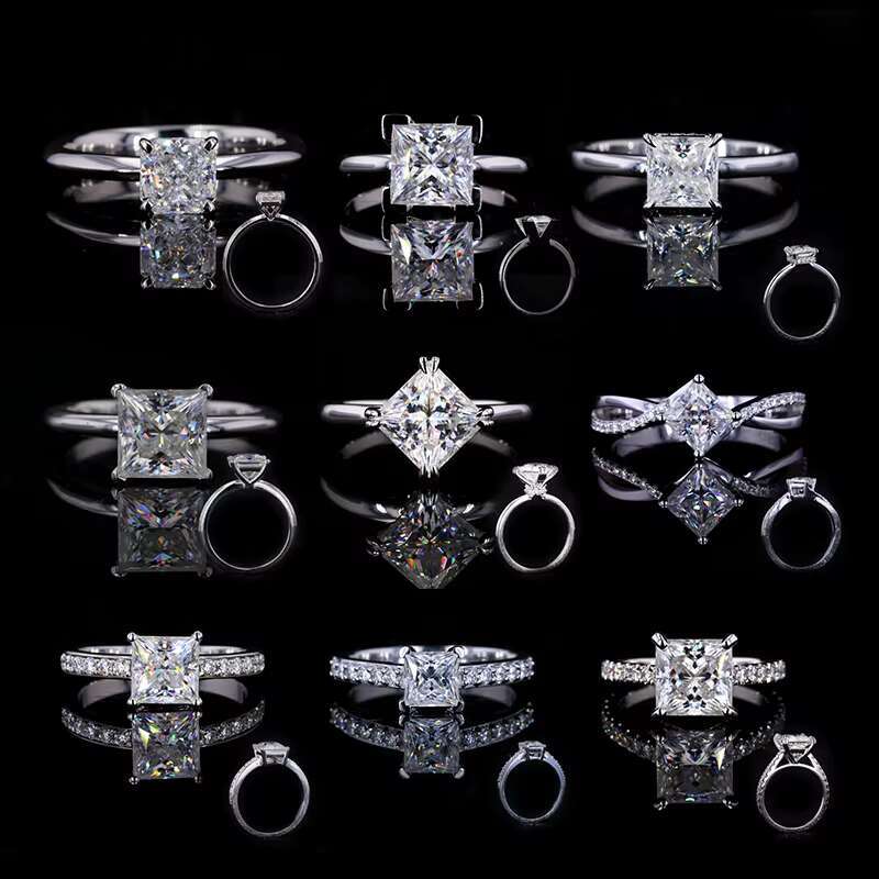Starsgem Custom Made Ring Princess Cut Moissanite 8x8mm 14k Solid White Gold Solitarie Ring