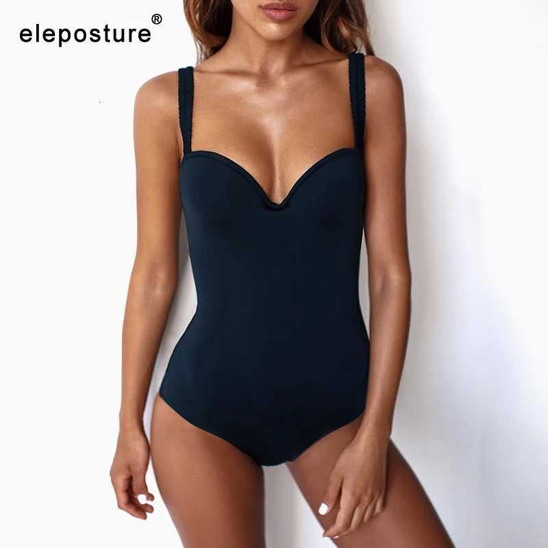 2025 New Sexy Black White One Piece Swimsuit Women Bodysuit Swimwear Push Up Monokini Solid Bathing Suit Beachwear Swimming SuitW251113