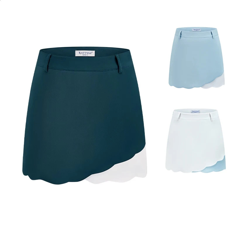 Golf Wear Womens Spring Summer Short Skirt Anti-light Culottes Quick-drying Elastic Fashion Contrasting Color Sports Skort 250411