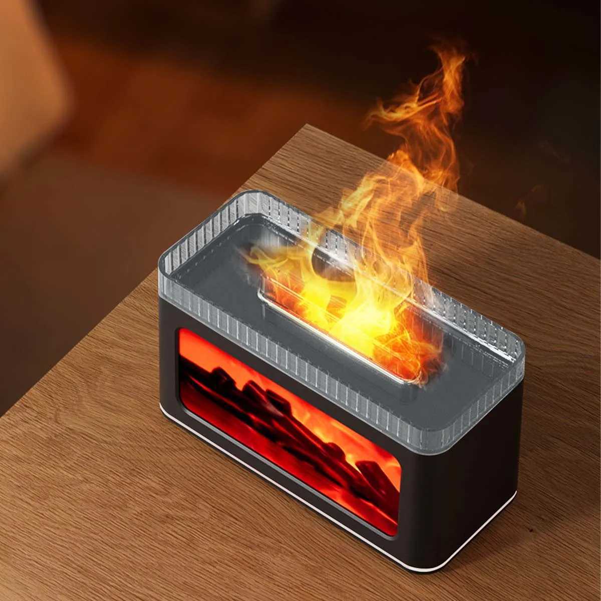 Simulation 3D Fireplace Flame Aromatherapy Machine Home Desktop Aromatherapy Sprayer Colorful Essential Oil Aromatherapy Machine Y251113