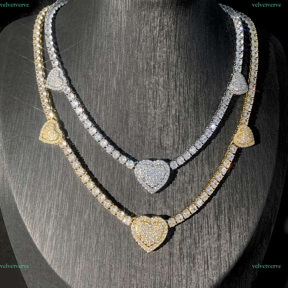 Iced Out Bg Cz Butterfly Heart Tennis Necklace Micro Paved Cubic Zirconia k Chain Best Gift for Women Hip Hop Jewelry
