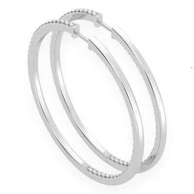 High Quality Custom 925 Silver 2 Inch Inside Out Moissanite Diamond Hoop Earring for Women and Girls - Gift for Girl Friend