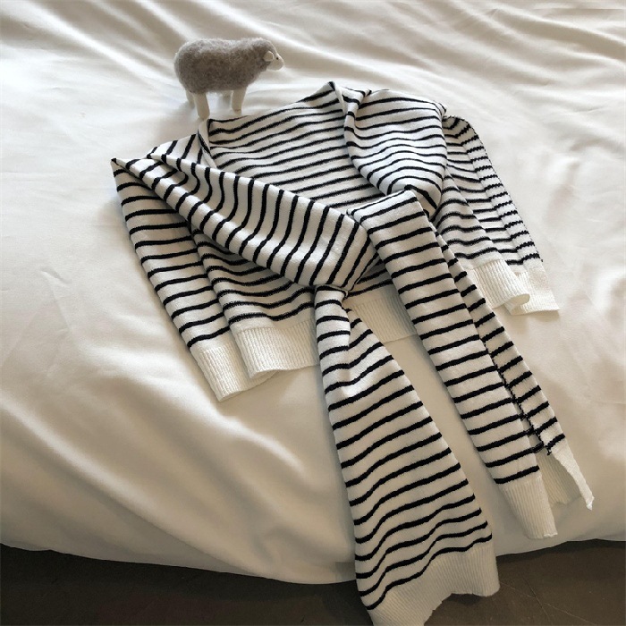 K381 Striped knitted small shawl for women, spring, autumn and summer outerwear for office, net celebrity cervical vertebra protection scarf, shoulder