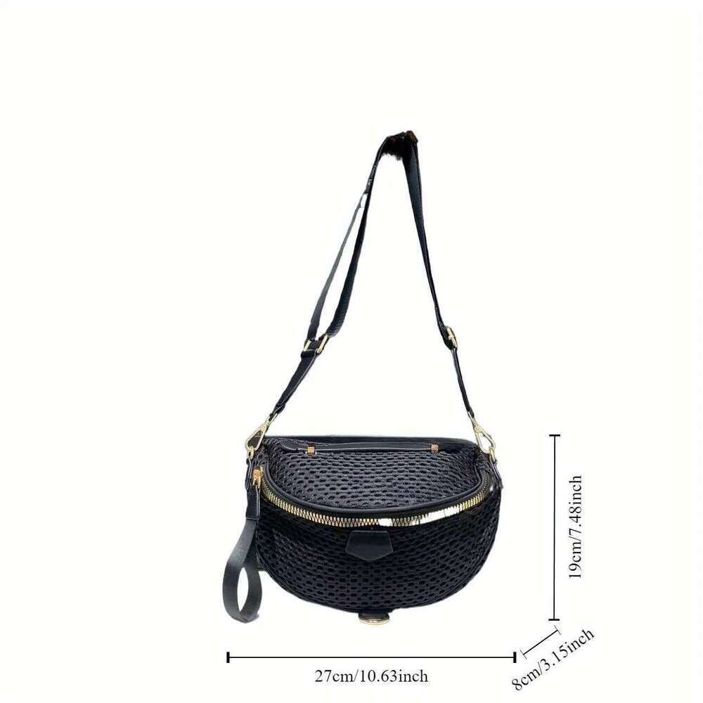 Women's Fashion Sports Lightweight Chest Daily Use Wide Shoulder Strap Semi-Circular Crossbody Bag