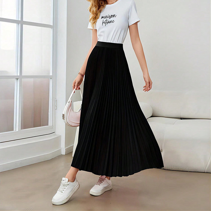 Skirt Half body Skirt 2025 New Elegant Hundred Fold Umbrella Skirt Polyester Skirt for Women