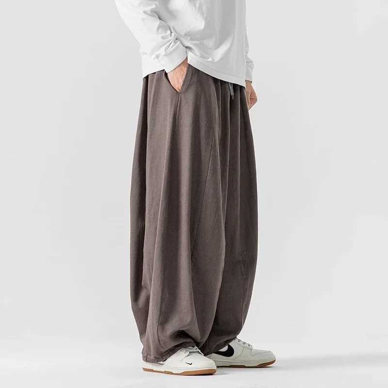 Mens casual pants autumn Japanese style loose retro warm mens lantern pants mens oversized fashionable wide leg Trouser streetwearXJ250412