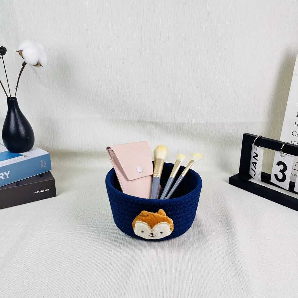 mti-function Cotton Rope Hand Woven Storage case household Cartoon Tabletop Sorting Basket Bedside Storage Baskets Y251112