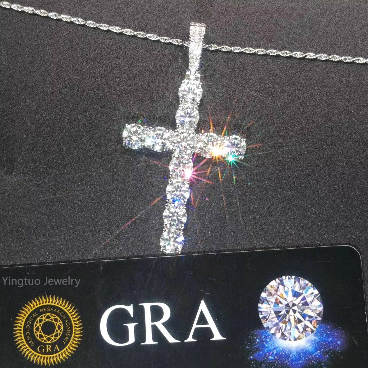 Hot Sale Hip Hop 5mm Round Bright Cut 925 Silver Moissanite Necklace for Anniversary Celebration